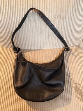Dissona Italy Genuine Black Pebbled Leather Hobo Shoulder Bag